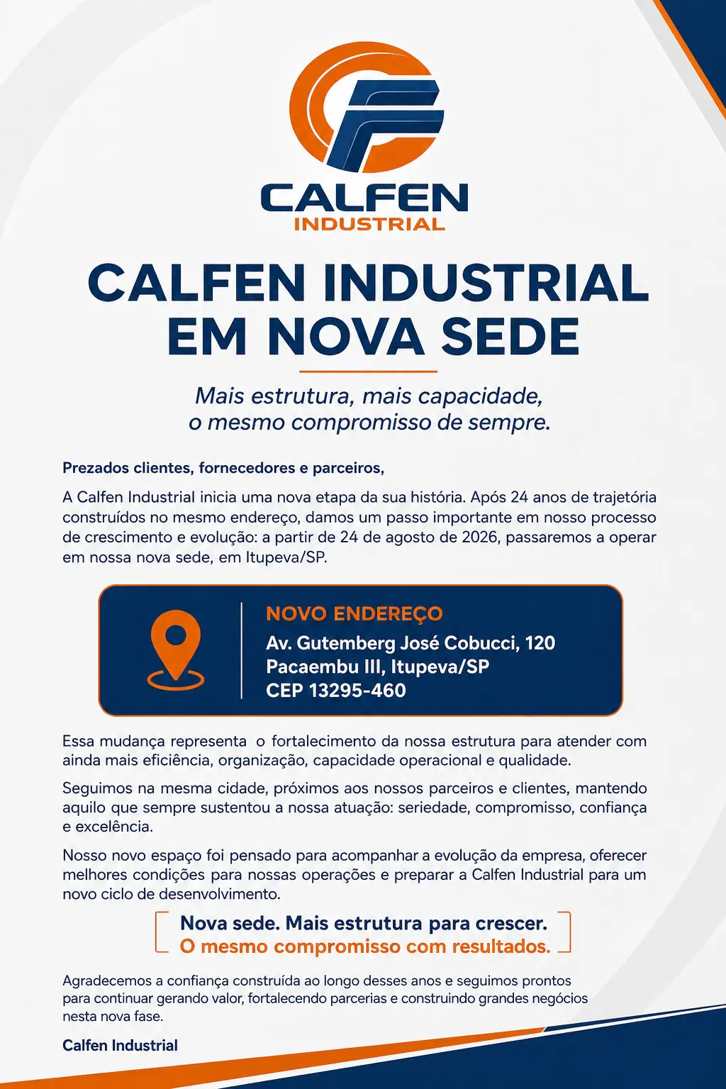 Calfen Industrial em nova sede