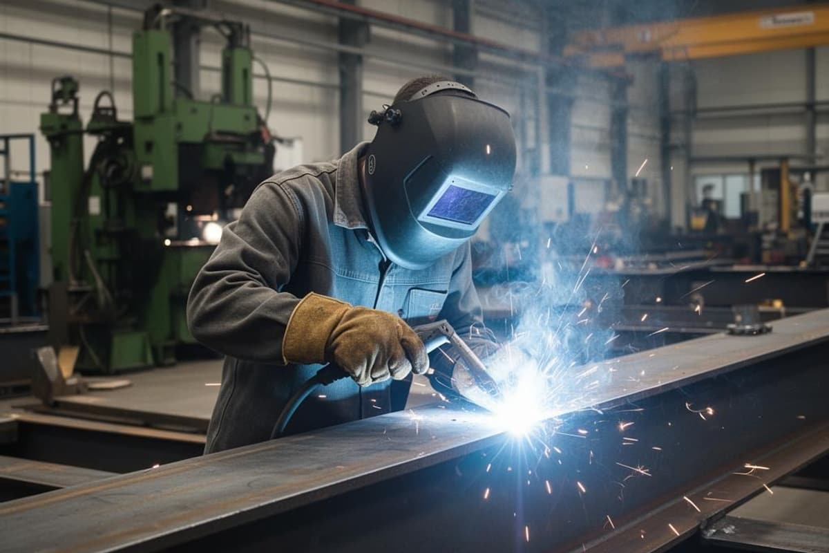 Soldagem qualificada de estrutura metálica em caldeiraria industrial